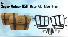 For Royal Enfield Super Meteor 650 Canvas Pannier bags with Mounting Pair